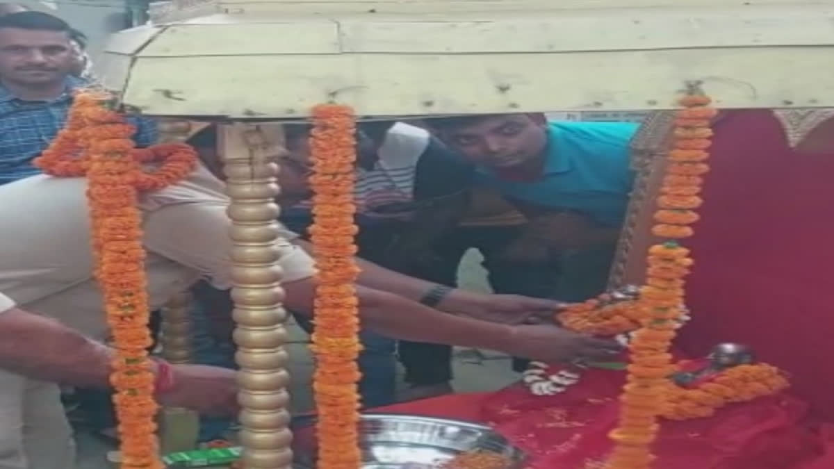 Devotees taking religious procession at Arrah in Bihar