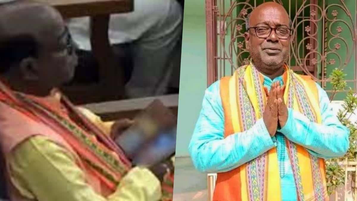 Tripura BJP MLA watching porn inside Assembly  Tripura BJP MLA watching porn  watching porn inside Assembly  viral video  Jadab Lal Nath  നിയമസഭ സമ്മേളനം നടക്കവെ പോണ്‍ വീഡിയോ  പോണ്‍ വീഡിയോ കണ്ട് ബിജെപി എംഎല്‍എ  ദൃശ്യങ്ങള്‍ സമൂഹമാധ്യമങ്ങളില്‍ വൈറല്‍  ത്രിപുര നിയമസഭ  ത്രിപുര  നിയമസഭ  ബിജെപി  ജദബ് ലാല്‍ നാഥ്  ജദബ് ലാല്‍