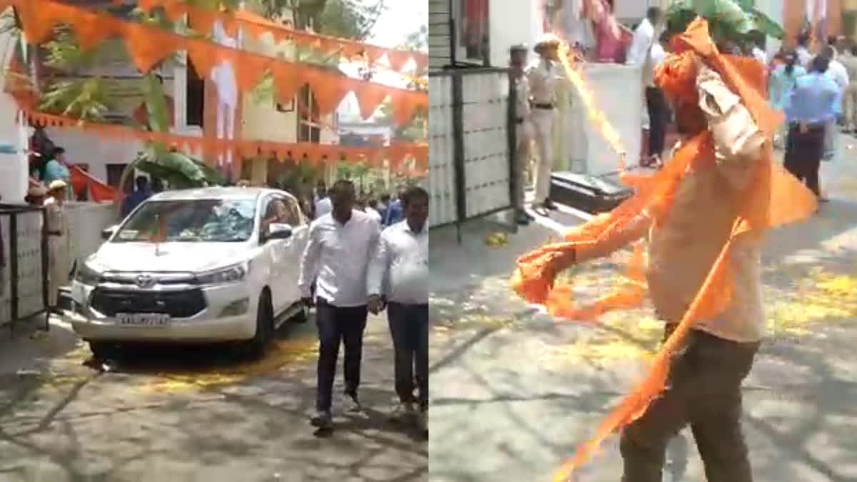 election-commission-officials-removed-saffron-swag-at-bjp-office