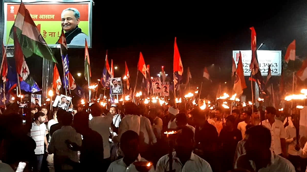 NSUI torch rally in Jaipur in support of Rahul Gandhi