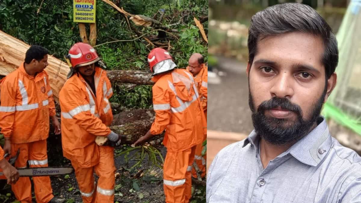 pta heavyrain  rain updates in Pathanamthitta  Man died after tree fell in heavy rain  pathanamthitta news updates  latest news in pathanamthitta  അടൂരില്‍ ശക്തമായ കാറ്റും മഴയും  മരം ഒടിഞ്ഞ് വീണ് സ്‌കൂട്ടര്‍ യാത്രികന്‍ മരിച്ചു  സ്‌കൂട്ടര്‍ യാത്രികന്‍ മരിച്ചു  പത്തനംതിട്ട വാര്‍ത്തകള്‍  പത്തനംതിട്ട ജില്ല വാര്‍ത്തകള്‍  പത്തനംതിട്ട പുതിയ വാര്‍ത്തകള്‍