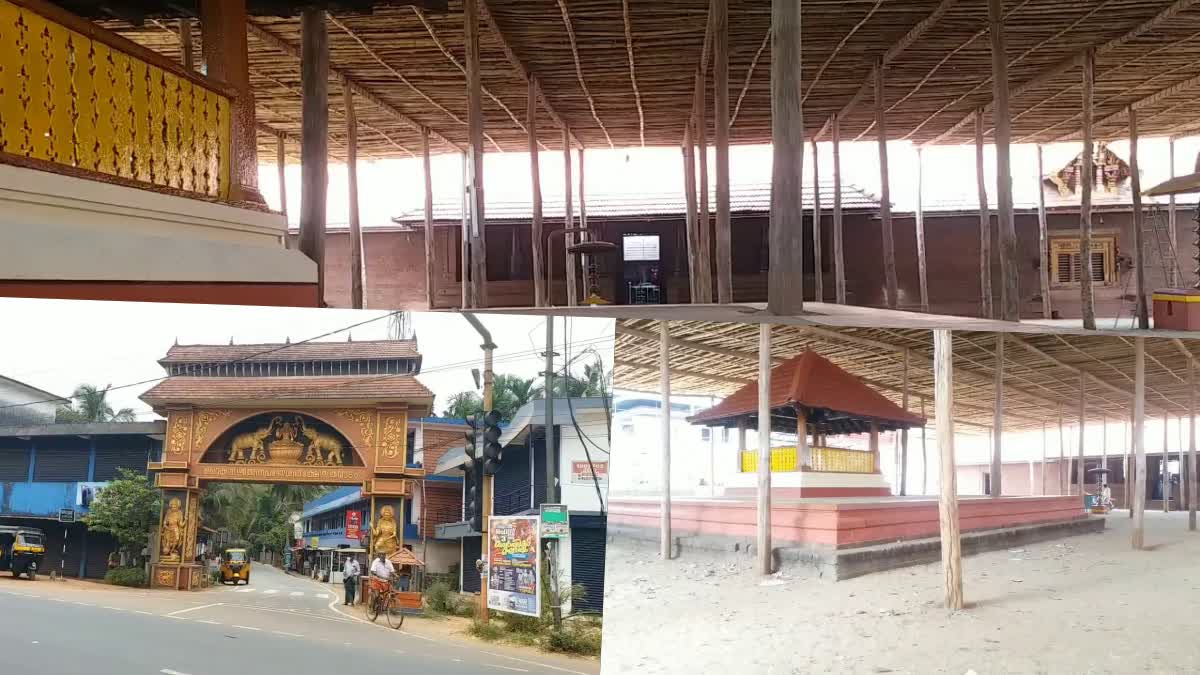 Vattapanthal  Annapurneswari Temple vishu vilaku celebrations  vishu vilaku celebrations  Annapurneswari Temple  Kannur news updates  latest news in Kannur  വിഷു വിളക്ക് ഉത്സവം  അന്നപൂര്‍ണേശ്വരിയുടെ മുറ്റത്ത് വട്ടപ്പന്തലൊരുങ്ങി  അന്നപൂര്‍ണേശ്വരിയുടെ മുറ്റത്ത് വട്ടപ്പന്തലൊരുങ്ങി  കാത്തിരിപ്പില്‍ ഭക്ത ജനങ്ങള്‍  വട്ടപ്പന്തലൊരുങ്ങി  വിഷു വിളക്ക് ഉത്സവവും അതിന്‍റെ തുടക്കവും  ക്ഷേത്രവും ഐതിഹ്യവും  ചെറുകുന്നിലെ അന്നപൂർണേശ്വര ക്ഷേത്രം  വിഷു വിളക്ക് ഉത്സവം