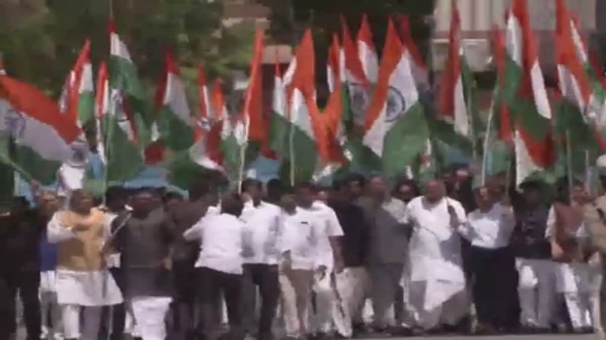 OPPOSITION PARTIES TAKE OUT TIRANGA MARCH FROM PARLIAMENT HOUSE TO VIJAY CHOWK TODAY