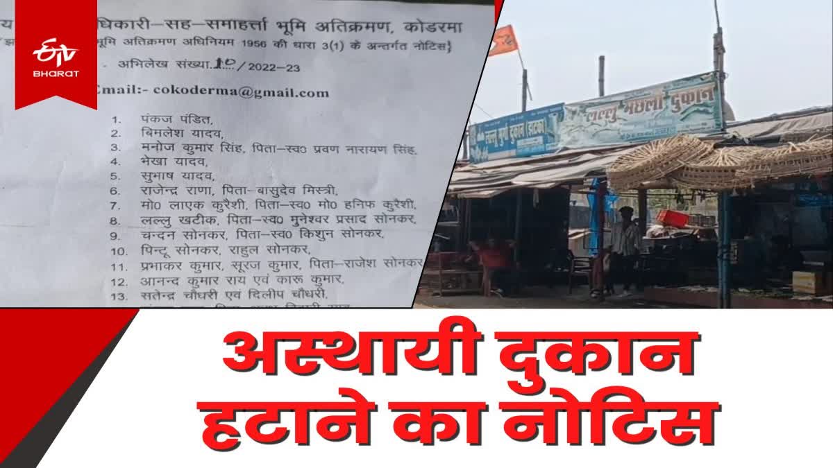 Jhumri Telaiya Municipal Council Notice to remove temporary shops near Market Committee in Koderma