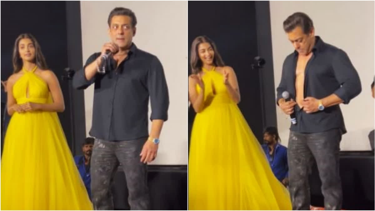 Salman Khan showcases his washboard abs at Kisi Ka Bhai Kisi Ki Jaan trailer launch