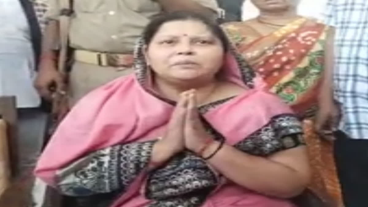 Slain advocate Umesh Pal's wife Jaya Pal talking to reporters in Prayagraj on Thursday