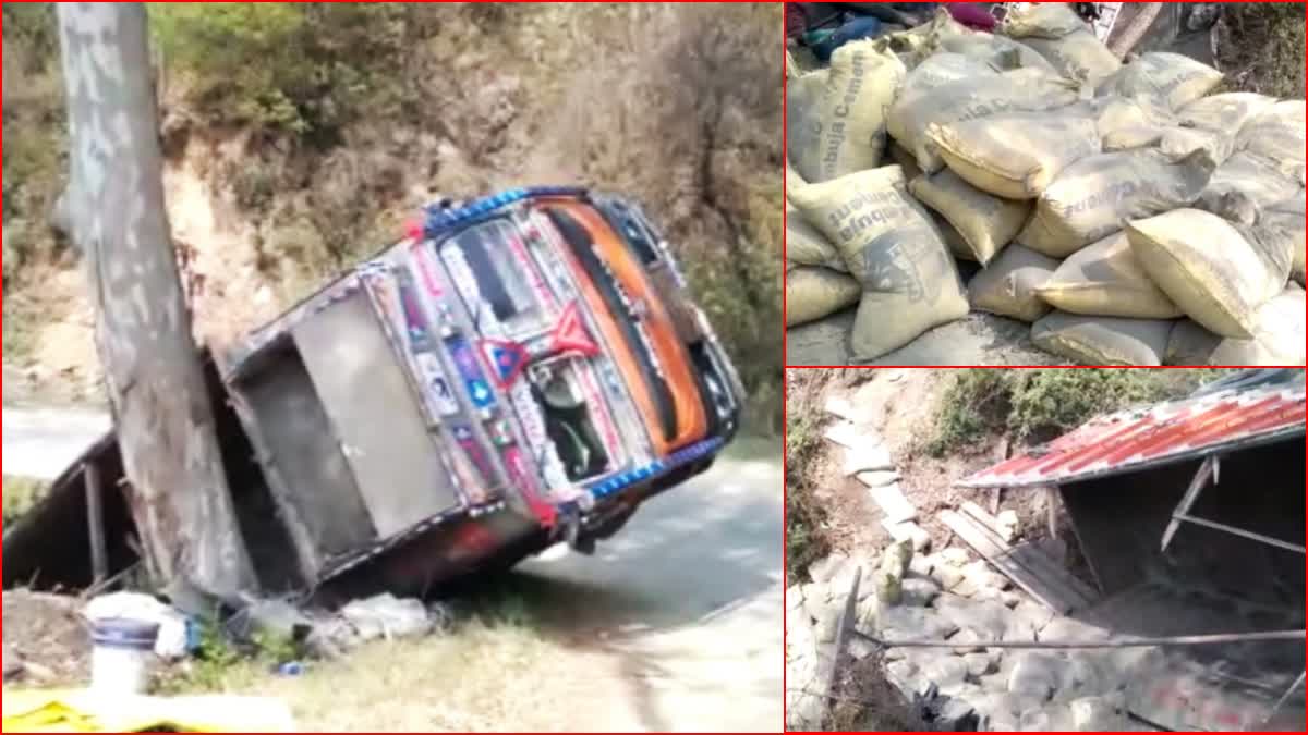 Truck rolled into ditch on Arki Kunihar Road in Solan