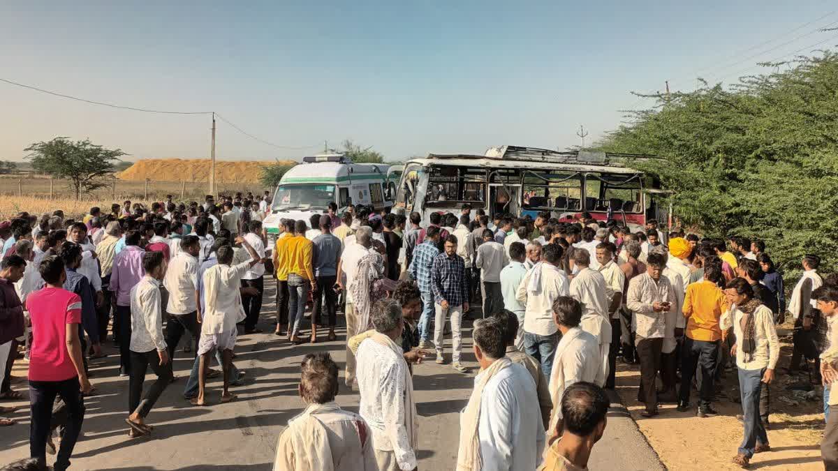 uncontrolled bus overturn in Ajmer