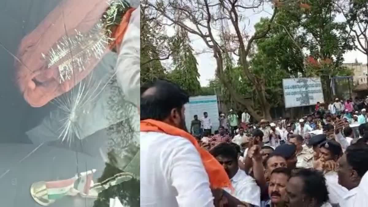 miscreants-pelted-stones-at-bjp-candidate-anil-menesinkai-car