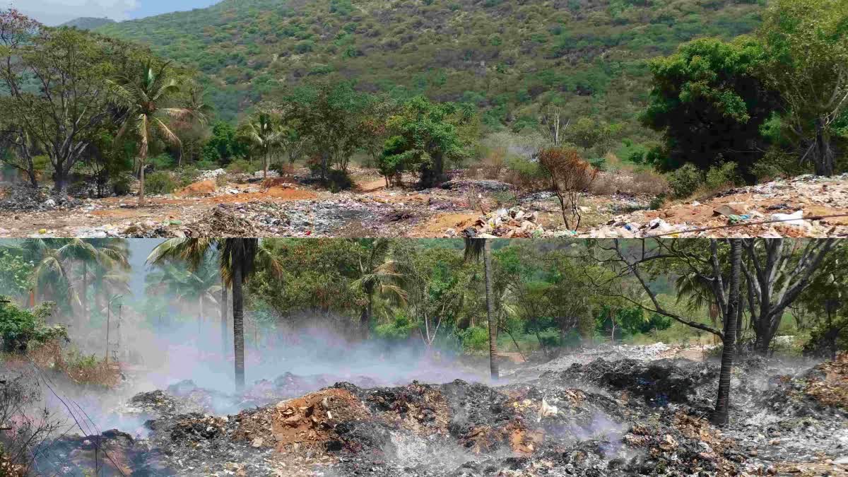 மருதமலை அடிவாரத்தில் உள்ள குப்பை கிடங்கினால் வனத்திற்குள் தீ பரவும் அபாயம்!!