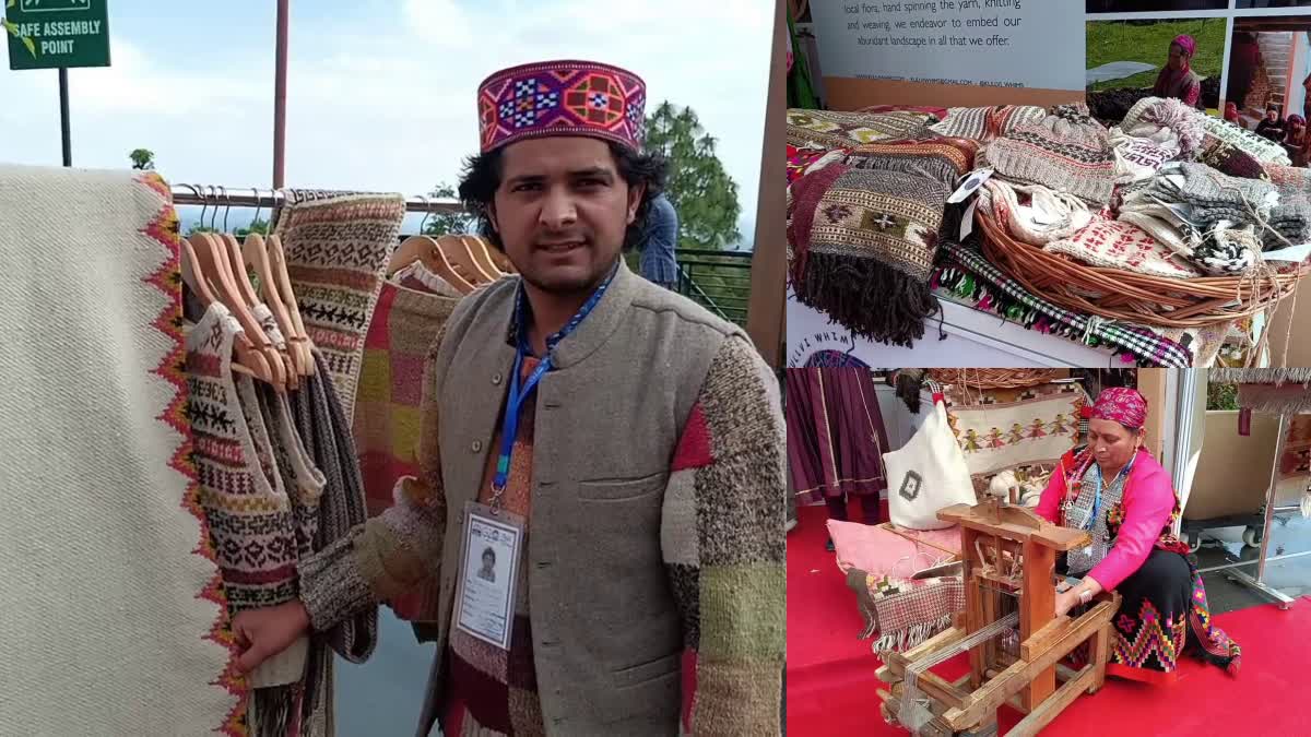 Handmade clothing stall with vegetable dyes at G20 conference in Dharamshala