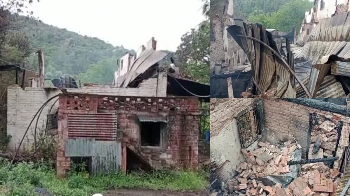 Three-storey House caught fire due to lightning in Solan