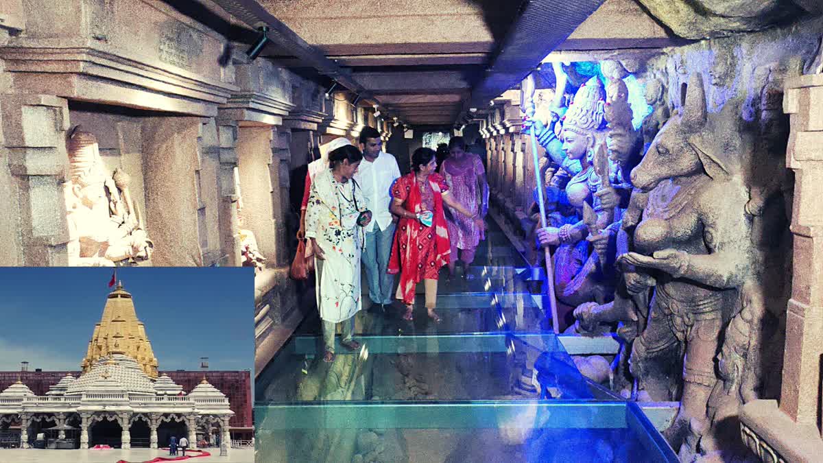 ambaji-temple-pilgrims-are-enjoying-walking-on-the-glass-bridge-in-ambaji-mandir-parish