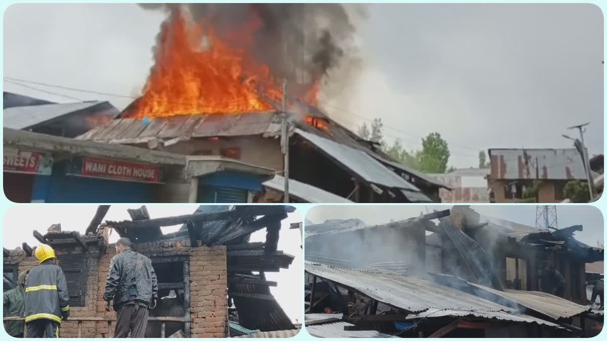 Seven Shops, Residential House Gutted in Massive Fire Mishap in handwara