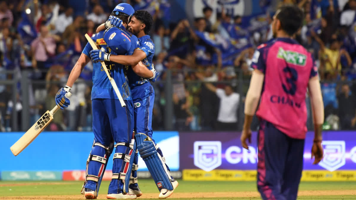 IPL 2023  Mumbai Indians  Rajasthan Royals  MI vs RR highlights  yashasvi jaiswal  sanju samson  rohit sharma  രാജസ്ഥാന്‍ റോയല്‍സ്  മുംബൈ ഇന്ത്യന്‍സ്  ഐപിഎല്‍  യശസ്വി ജയ്‌സ്വാള്‍  രോഹിത് ശര്‍മ  സഞ്‌ജു സാംസണ്‍  ടിം ഡേവിഡ്