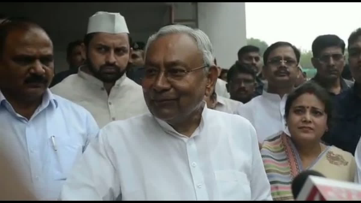 Bihar CM Nitish Kumar talking to reporters in Patna