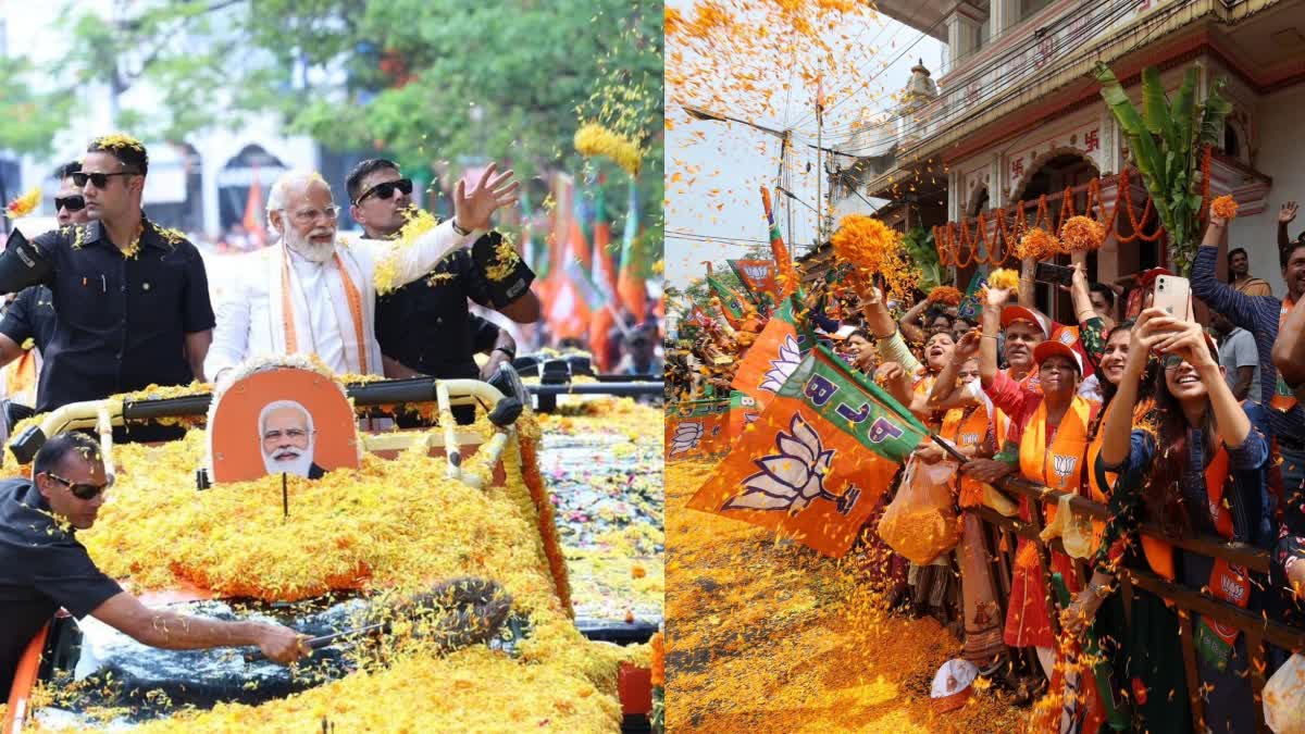 Narendra Modi held a road show in Bengaluru  കലാശക്കൊട്ടനെത്തി നരേന്ദ്ര മോദി  സെൻട്രൽ ബെംഗളൂരുവിൽ എട്ട് കിലോമീറ്റർ റോഡ് ഷോ  കെംപെഗൗഡ പ്രതിമ മുതൽ ട്രിനിറ്റി സർക്കിൾ വരെ  നരേന്ദ്ര മോദി  കർണാടക തെരഞ്ഞെടുപ്പിന് ഇനി മൂന്ന് നാൾ  ബിജെപി  കര്‍ണാടക നിയമസഭ തെരഞ്ഞെടുപ്പ്  സെൻട്രൽ ബെംഗളൂരുവിൽ നരേന്ദ്രമോദി  റോഡ് ഷോ കാണാൻ ആയിരങ്ങള്‍