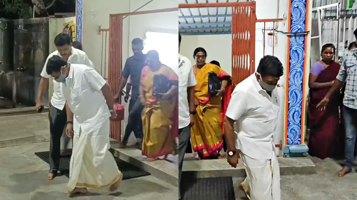 Tamil Nadu Finance Minister Palanivel Thiagarajan slipped while visiting the Palani Murugan temple.