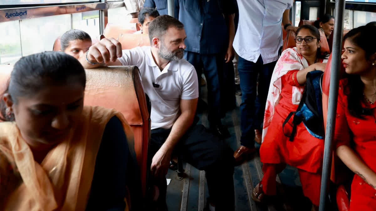 Rahul takes bus ride in Bengaluru