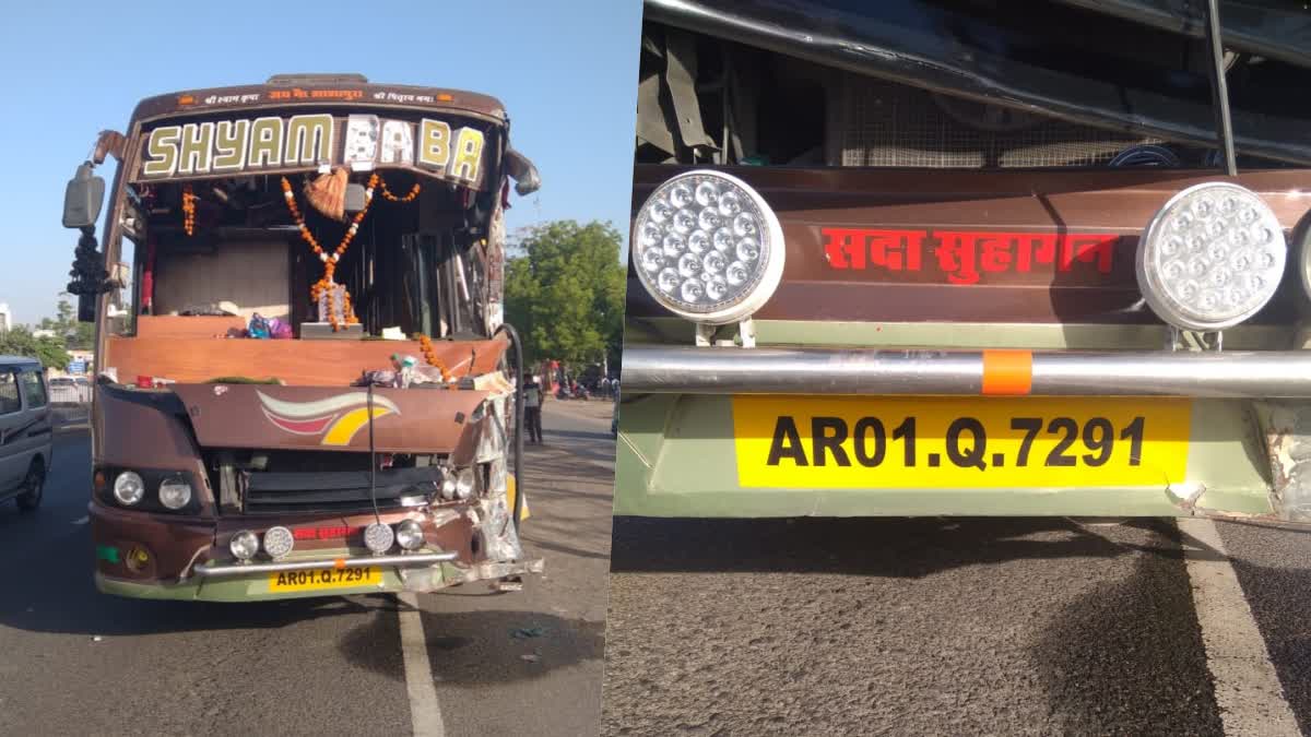 Major accident in Gandhinagar gujarat  Major accident  Bus accident in Gandhinagar gujarat  ബസുകള്‍ കൂട്ടിയിച്ച് അപകടം  ഗാന്ധിനഗര്‍