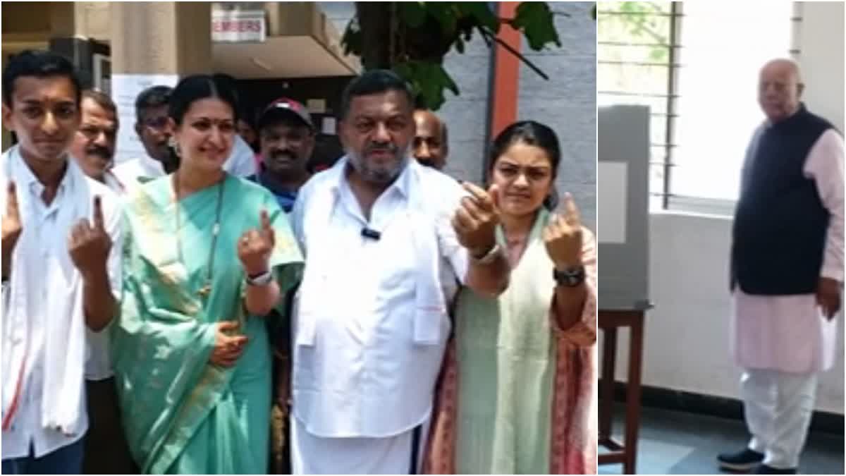 Congress candidate SS Mallikarjuna's family , MP GM Siddeshwar voted