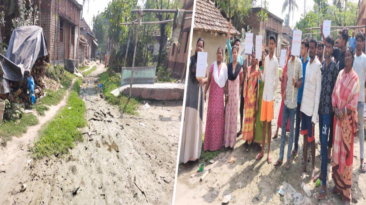 villagers protest for road repairing
