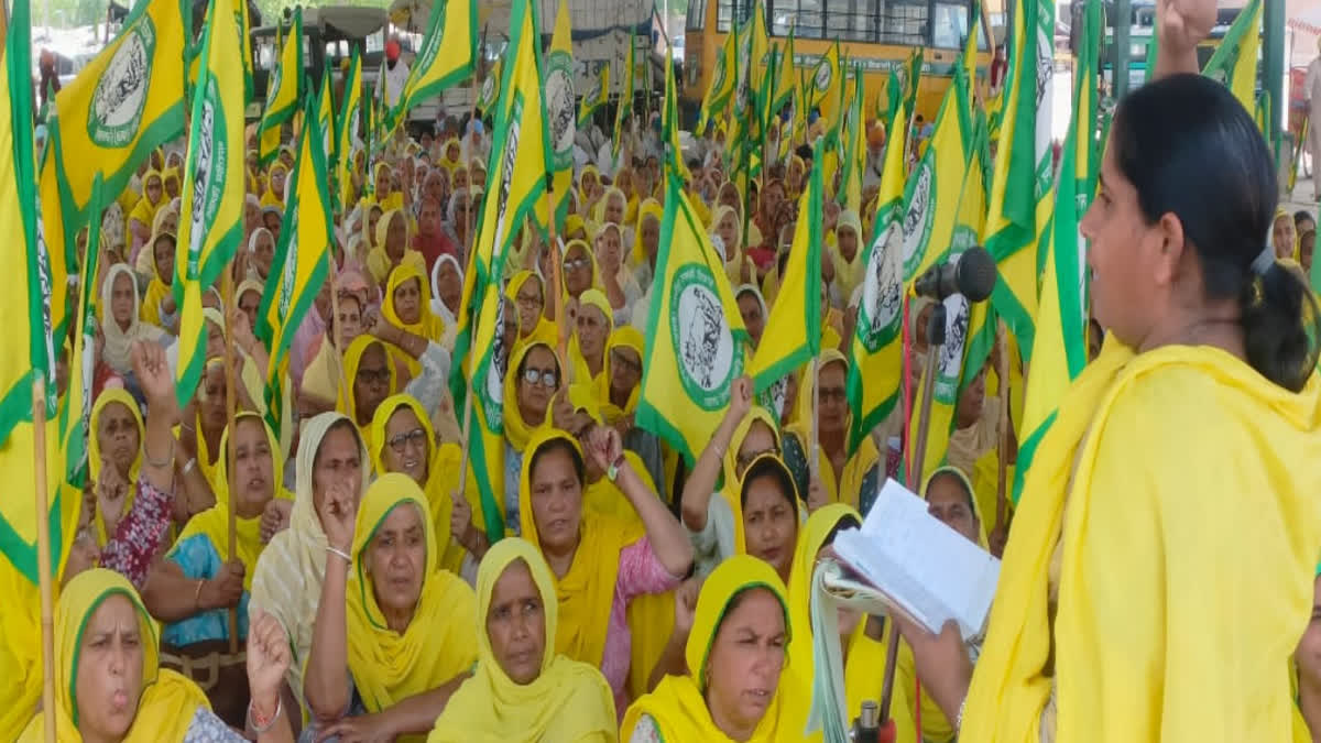 women protested against the rights of wrestlers and the president of the wrestling federation In Barnala