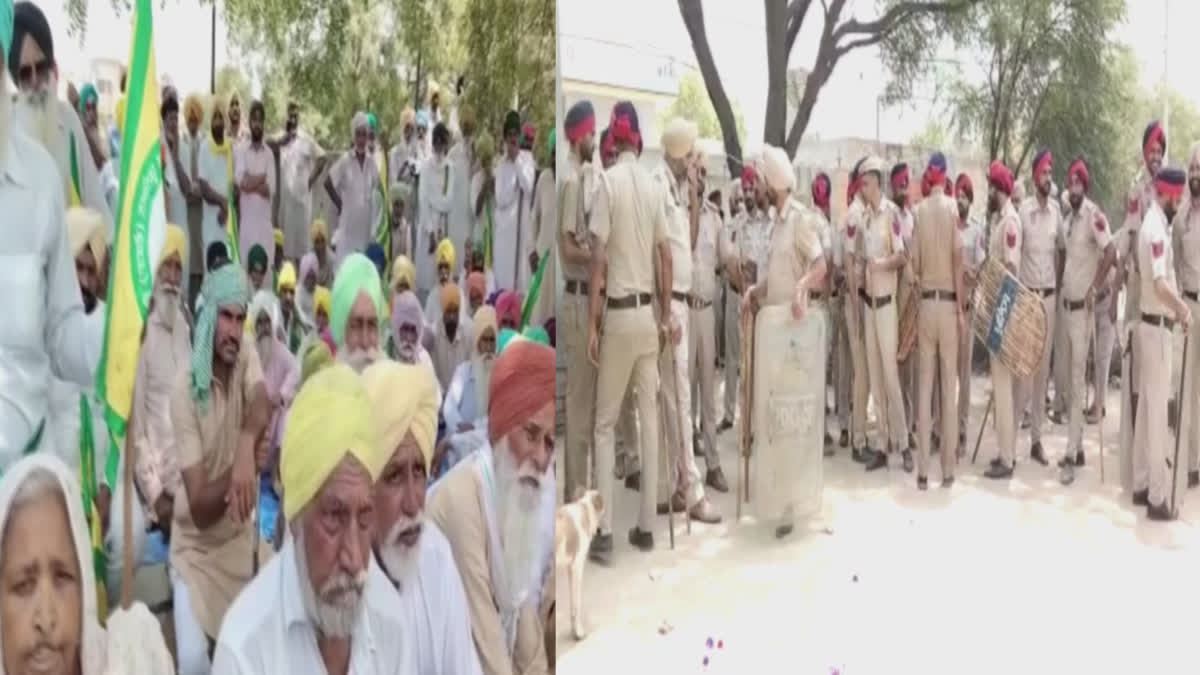 Farmers in Bathinda protested against being given less compensation during the laying of gas pipeline