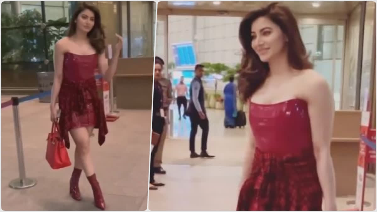 Urvashi Rautela jets off to attend Cannes in red for photocall for Parveen Babi biopic