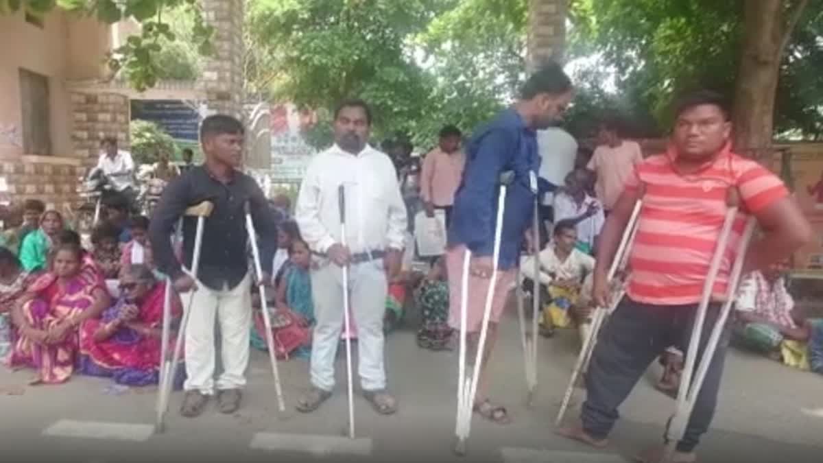 disability union stages dharna in rayagada