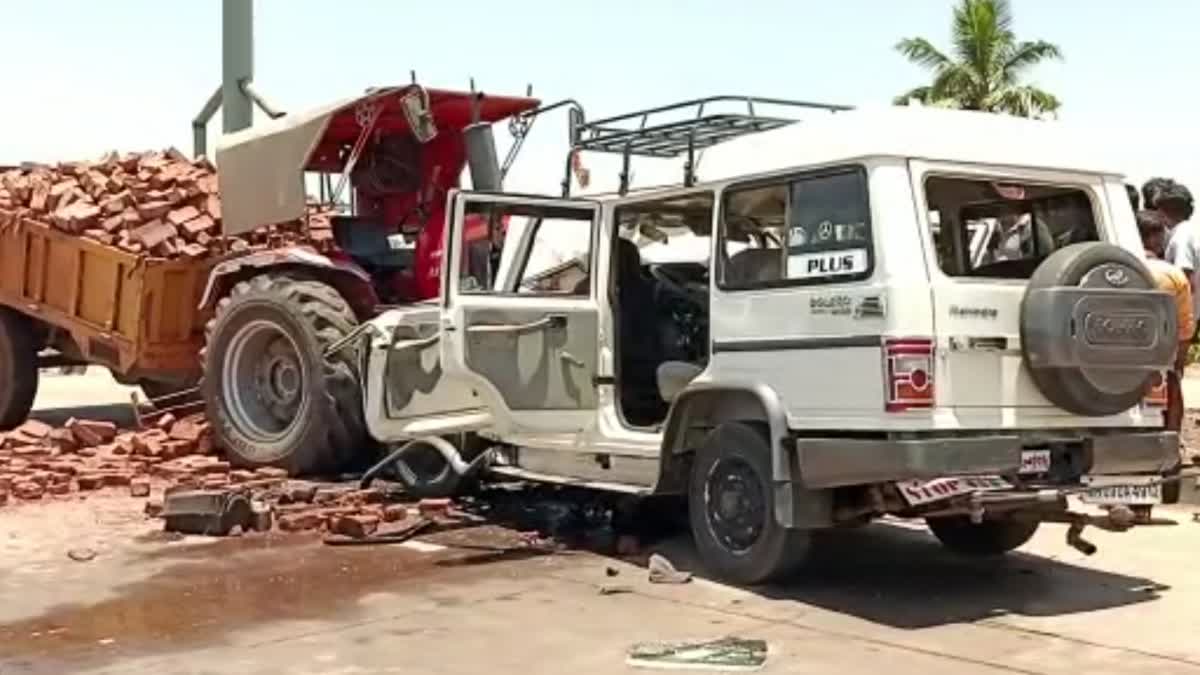 SUV and tractor collided