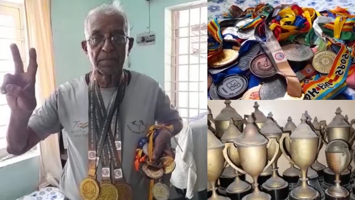 old man get gold medal in swimming