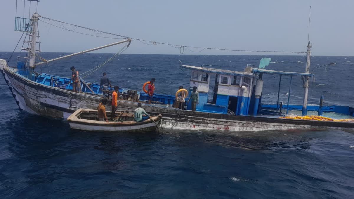 boat sinking in deep sea