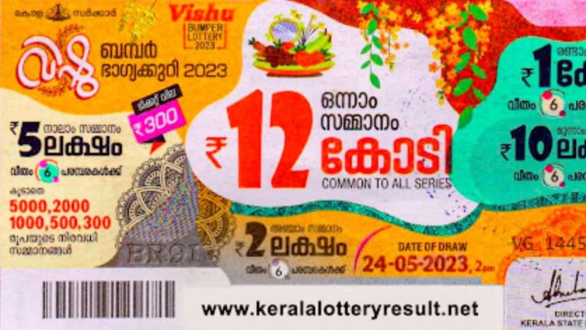 Kerala State Lottery  Kerala State Lottery Vishu Bumber result  Vishu Bumber result  Winner is yet to identify  Vishu Bumper  12 കോടി രൂപയുമായുള്ള വിഷു ബംബര്‍ ഫലം പ്രഖ്യാപിച്ചു  വിഷു ബംബര്‍ ഫലം പ്രഖ്യാപിച്ചു  വിഷു ബംബര്‍  ഭാഗ്യശാലി കാണാമറയത്ത്  മലപ്പുറം ജില്ലയിലെ തിരൂരിൽ  VE 475588  VE 475588 എന്ന നമ്പർ ടിക്കറ്റിനാണ്  ഒന്നാം സമ്മാനം