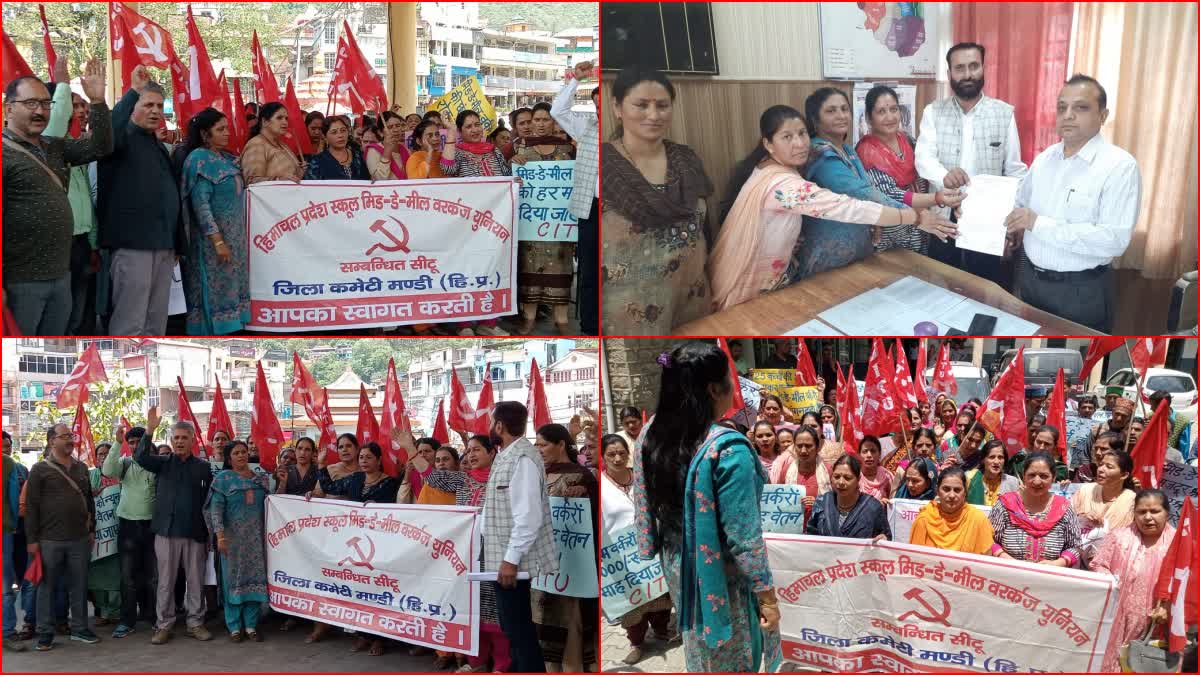 Mid day meal workers Protest under CITU banner.