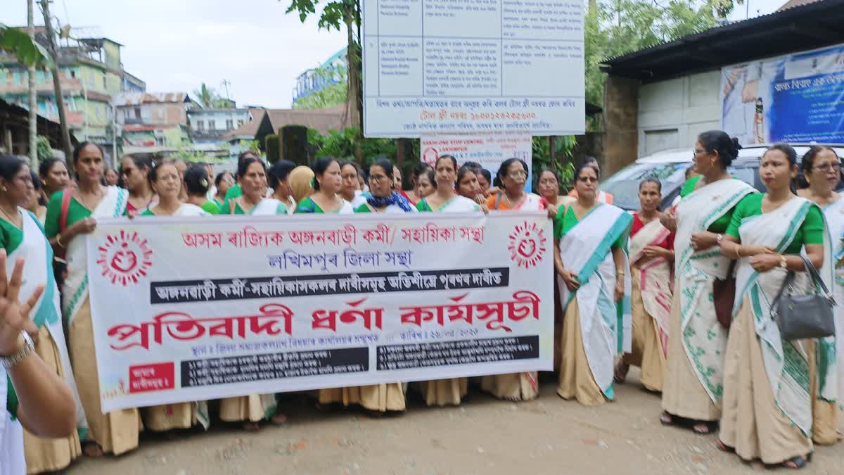 Anganwadi Workers and Helpers Protest