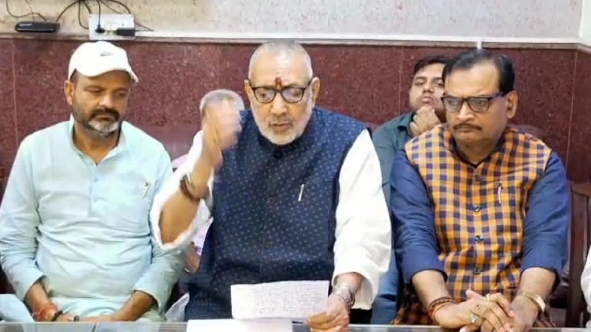 Union Minister Giriraj Singh speaking to reporters in Bihar's Begusarai