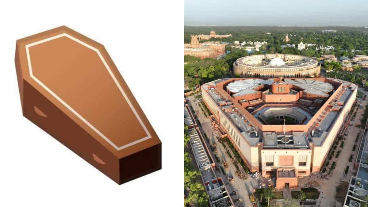 RJD tweets a picture of New Parliament Building with coffin