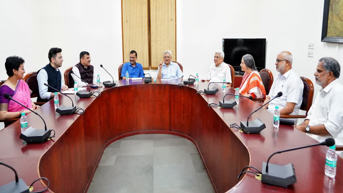 cm-arvind-kejriwal-meets-sitaram-yechury-over-central-ordinance-in-delhi