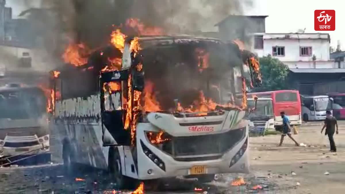 Fire breaks out in a bus