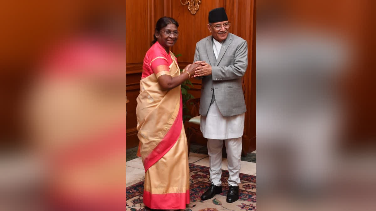 Nepal PM Pushpa Kamal Dahal meets President Murmu in Delhi