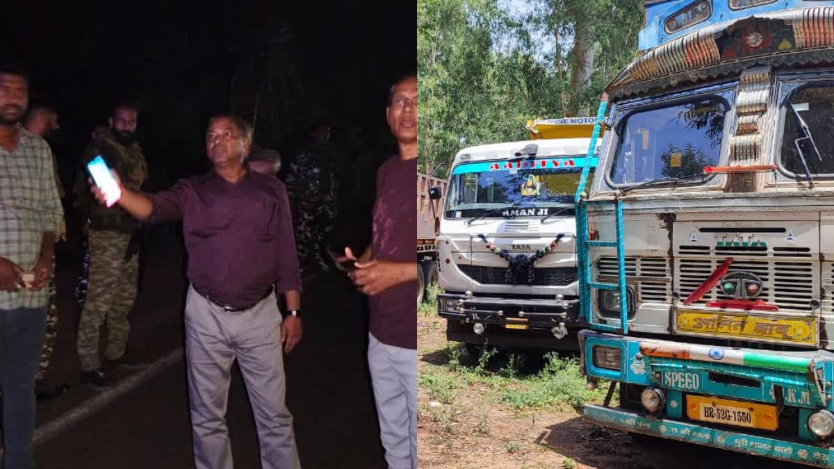 five stone overloaded trucks seized in dumka