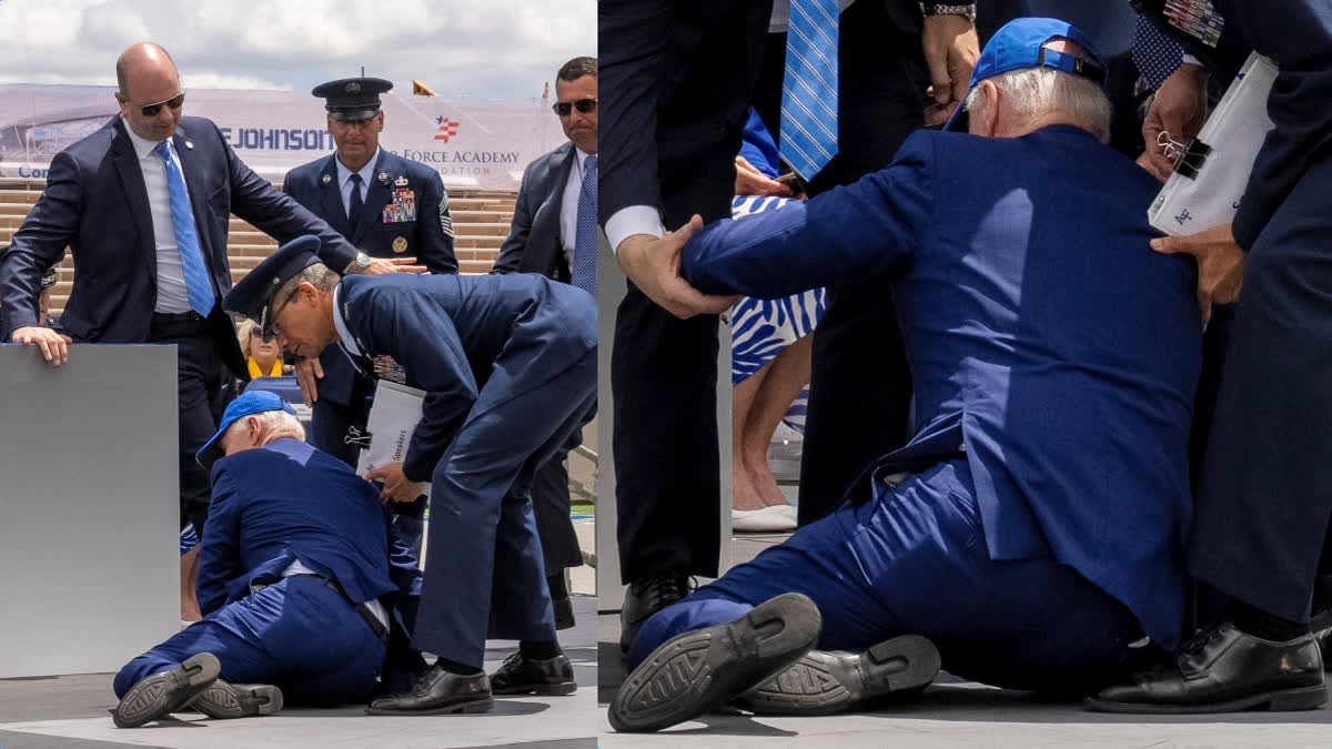 Biden says he got 'sandbagged' after he tripped and fell onstage at Air Force graduation