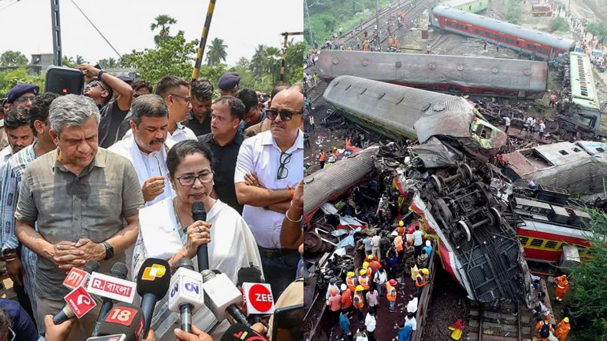 Mamata Banerjee  Mamata Banerjee visits Odisha train accident site  Odisha train accident  Odisha train tragedy  balasore train accident  balasore train tragedy  odisha balasore  ഒഡിഷ ട്രെയിൻ ദുരന്തം  മമത ബാനർജി  ഒഡിഷ ട്രെയിൻ ദുരന്തം അപകടസ്ഥലം സന്ദർശനം മമത  ബാലസോർ ട്രെയിൻ ദുരന്തം  ബാലസോർ ട്രെയിൻ അപകടം  ഒഡിഷ ട്രെയിൻ അപകടം  പശ്ചിമ ബംഗാൾ മുഖ്യമന്ത്രി മമത ബാനർജി  റെയിൽവെ മന്ത്രി അശ്വിനി വൈഷ്‌ണവ്  അശ്വിനി വൈഷ്‌ണവ്  ഒഡിഷ ട്രെയിൻ ദുരന്തം ധനസഹായം  ഒഡിഷ  ബാലസോർ