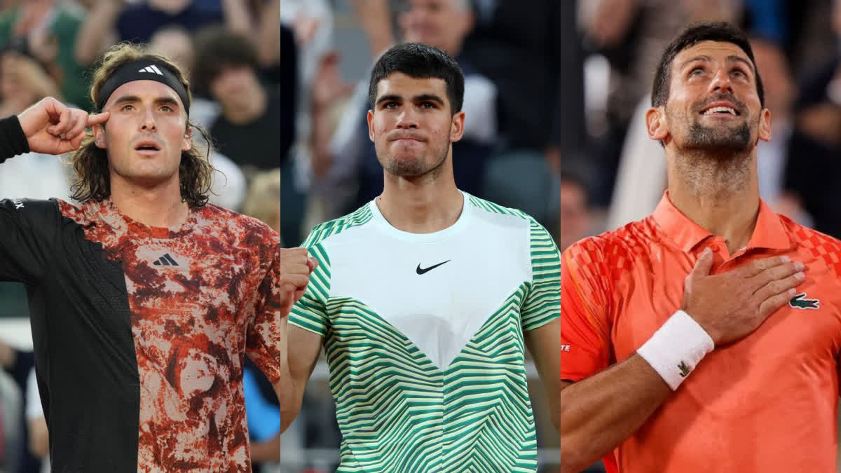 french open  djokovic  alcaraz  stefanos tsitsipas  french open quarter final  ഫ്രഞ്ച് ഓപ്പണ്‍  കാര്‍ലോസ് അല്‍കാരസ്  നൊവാക് ജോക്കോവിച്ച്  അരിന സെബലെങ്ക  ഫ്രഞ്ച് ഓപ്പണ്‍ ക്വാര്‍ട്ടര്‍