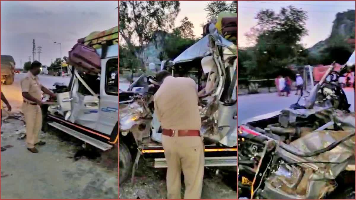 cruiser collided with a parked lorry  Five people died in Yadagiri  Horrible accident in Karnataka  Andhra five people dead  ನಿಂತಿದ್ದ ಲಾರಿಗೆ ಕ್ರೂಸರ್​ ವಾಹನ ಡಿಕ್ಕಿ  13 ಜನರಿಗೆ ಗಾಯ  ನಿಂತಿದ್ದ ವಾಹನಕ್ಕೆ ಕ್ರೂಸರ್​ ವಾಹನ ಡಿಕ್ಕಿ  13 ಜನ ಗಾಯಗೊಂಡಿರುವ ಘಟನೆ  ಬೆಳ್ಳಂಬೆಳಗ್ಗೆ ಭೀಕರ ರಸ್ತೆ ಅಪಘಾತ  ಆಂಧ್ರಪ್ರದೇಶದ ನಂದ್ಯಾಲ ಜಿಲ್ಲೆಯ ವೇಲಗೋಡು ಗ್ರಾಮ  ಐವರು ಸ್ಥಳದಲ್ಲೇ ಸಾವನ್ನಪ್ಪಿದ್ದಾರೆ  ಸೈದಾಪುರ ಪೊಲೀಸ್​ ಠಾಣೆಯಲ್ಲಿ ಪ್ರಕರಣ