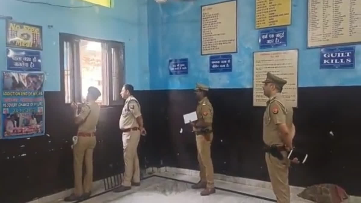 Ghaziabad police at the rehab centre on Loni Border
