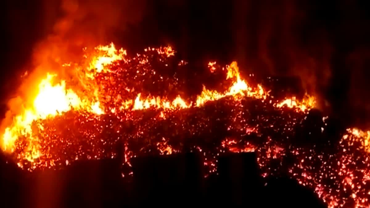 Fierce fire in railway siding coal stock