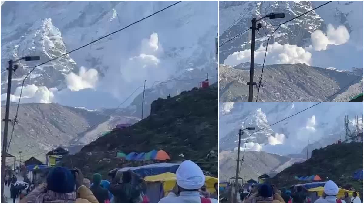 Avalanche happened in the hills behind the temple in Kedarnath Dham
