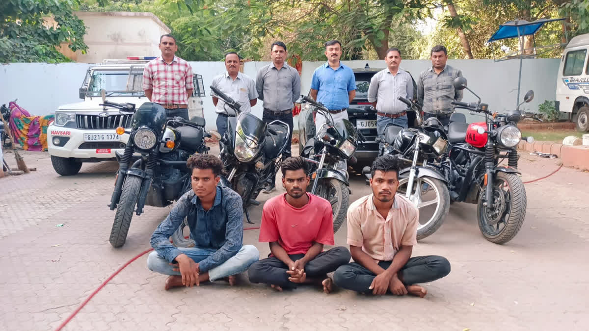 Police nabbed three members of the Madhya Pradesh bike theft gang in Navsari